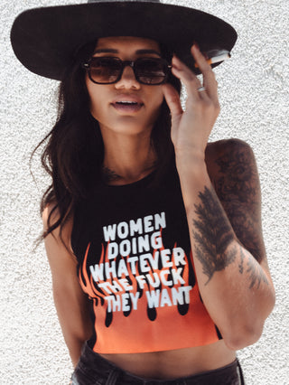Women Doing Whatever Flame Crop Tank